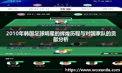 2010年韩国足球明星的辉煌历程与对国家队的贡献分析